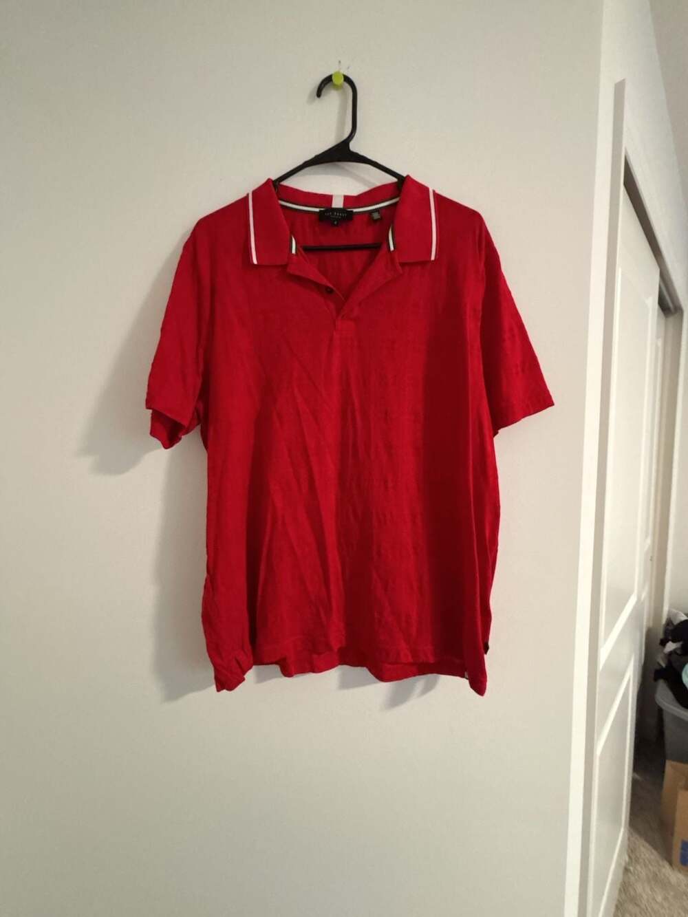 Ted Baker London Red Short Sleeve Polo Shirt with Contrast Collar Trim
